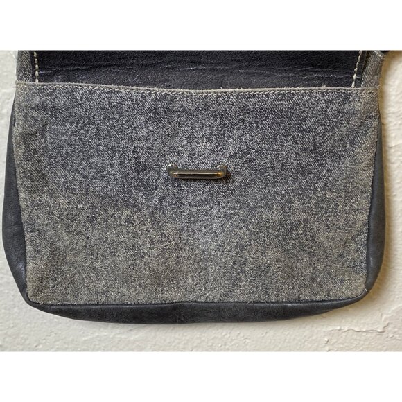 ROOTS CANADA LEATHER CROSSBODY 2 TONE GREY BAG - Picture 2 of 10